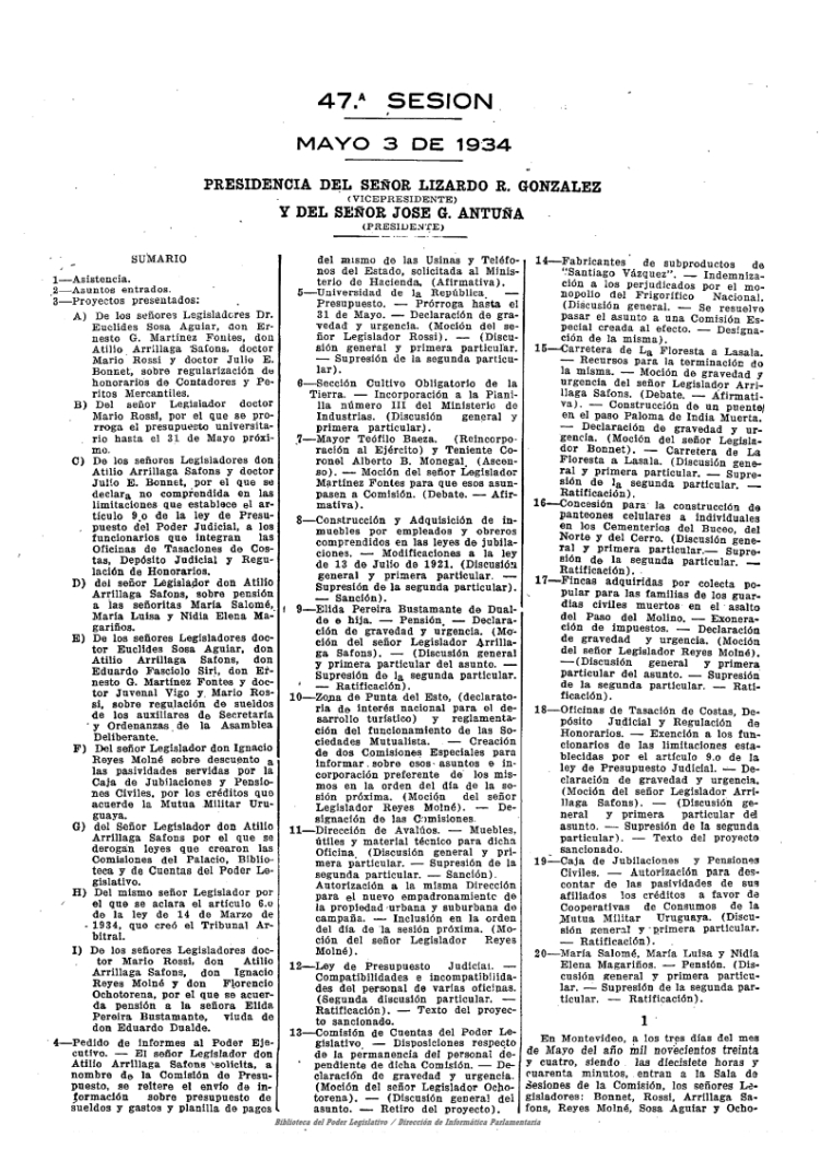 DIARIO DE SESIONES DE LA COMISION LEGISLATIVA PERMANENTE del 03/05/1934